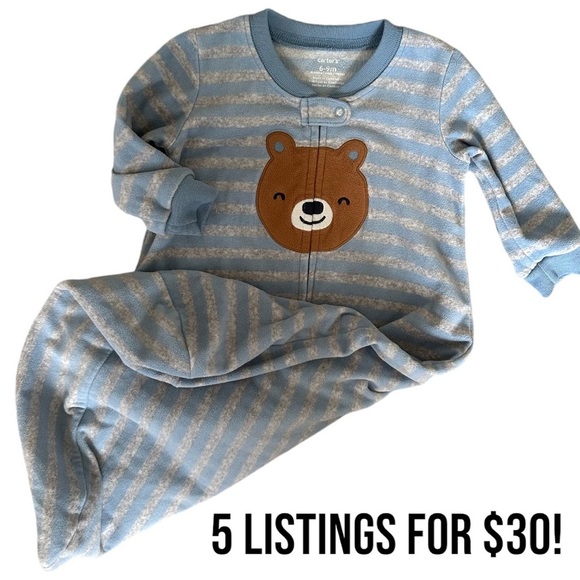 Carter’s 6-9 month soft fleece sleeping bag sleep sack pajamas baby boy euc - Picture 1 of 7